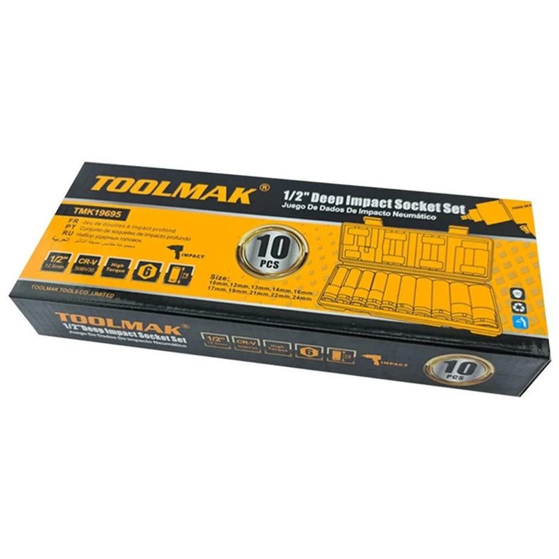 Set De Dados Impacto 1/2 Pulgada 10 Piezas Toolmak-2