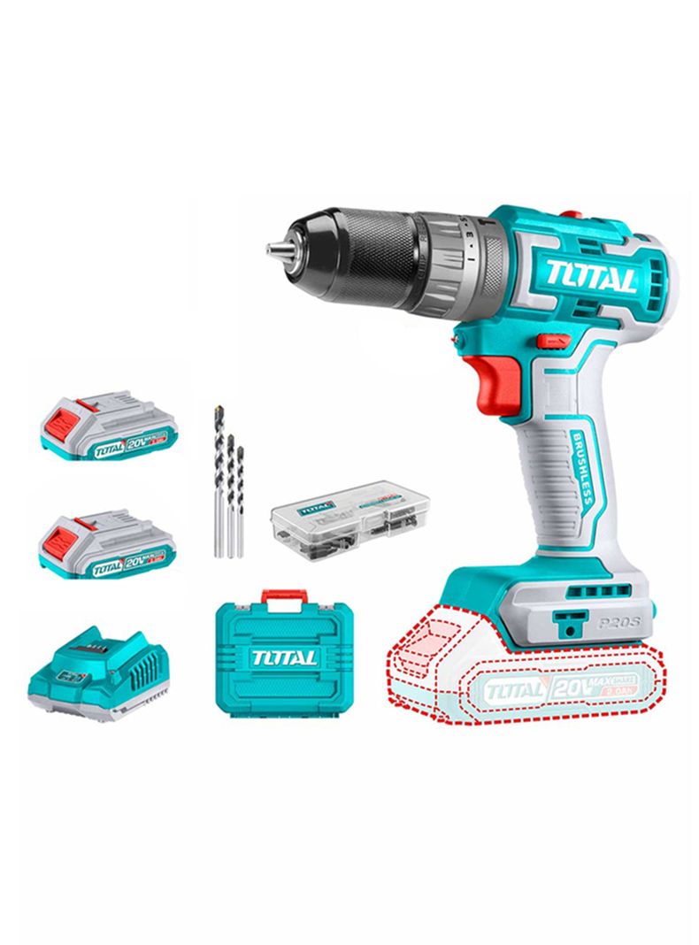 Taladro Atornillador Percutor 10mm 20v 2bat+ Carg Tidli20508  -0