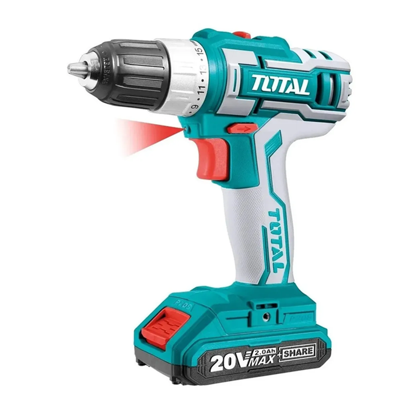 Taladro Atornillador 20v 10mm 2Bat+ Cargador Total-1