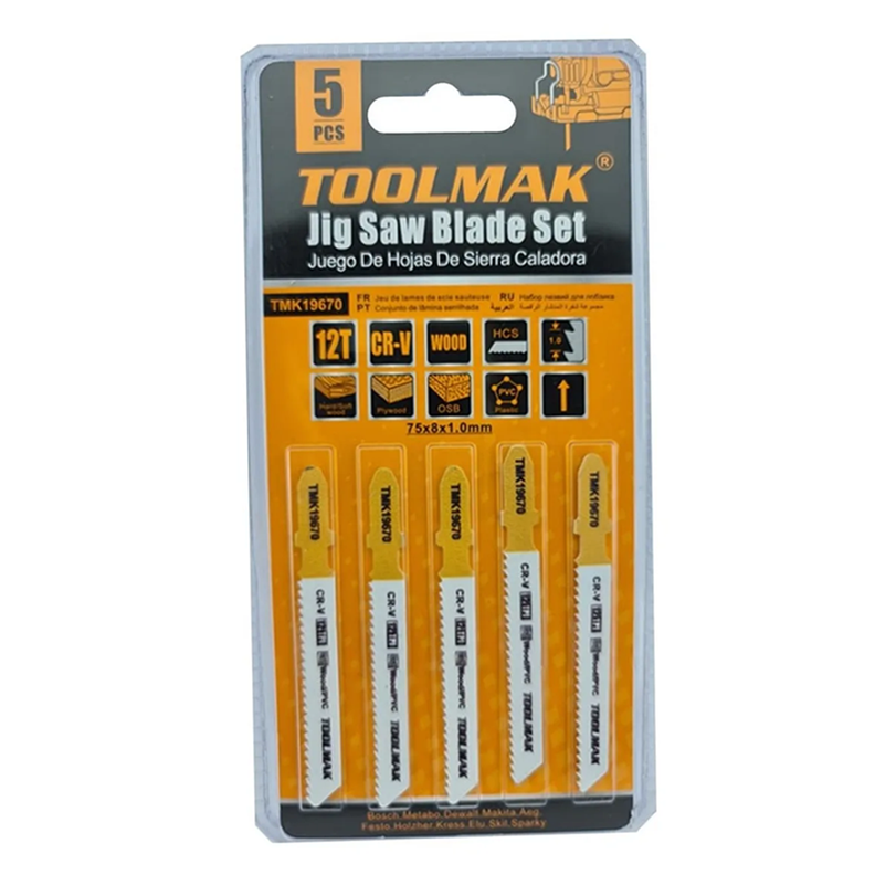 Set Juego De Hojas Para Sierra Caladora 5 Piezas 12t Toolmak-0
