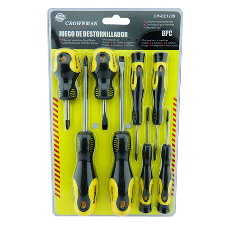 Kit Set Juego Destornilladores 8 Piezas Crownman Cmde1208-0