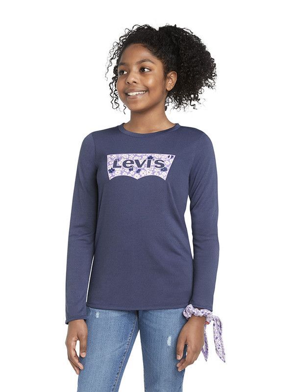 Polera Niña ML Floral  Azul + Colet Levis-1