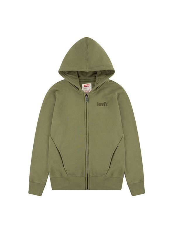 Poleron Niño Zipper Hoodie Logo Bordado Verde Levis-0