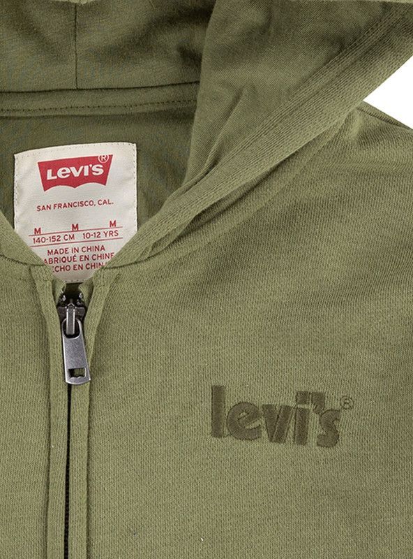 Poleron Niño Zipper Hoodie Logo Bordado Verde Levis-2