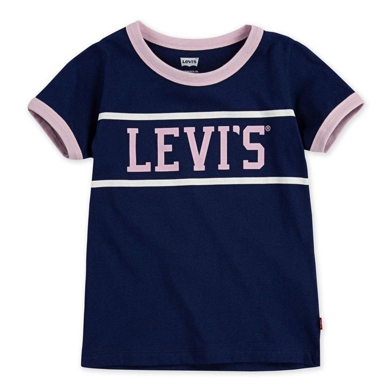 Polera Niña MC Logo Bitono Azul Levis-0