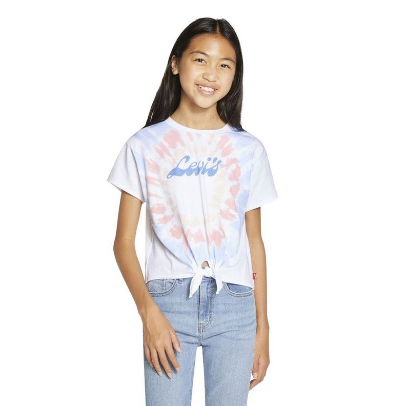 Polera Niña MC Cropp Moño Rosado Levis-0