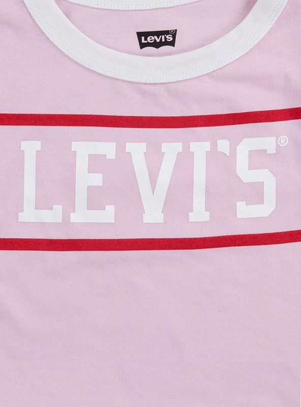 Polera Niña MC Logo Bitono Rosado Levis-2