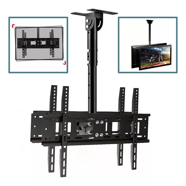Soporte Techo Doble Pantalla TV 32-65 Montaje Seguro Negro