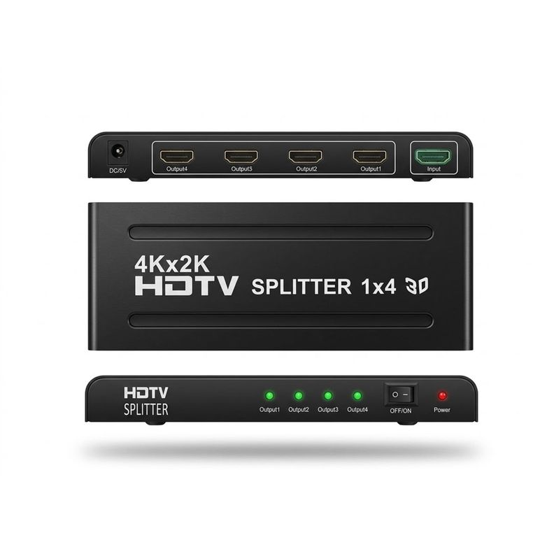 Splitter HDMI 4K 1 Entrada 4 Salidas Duplicador Ultra HD Negro