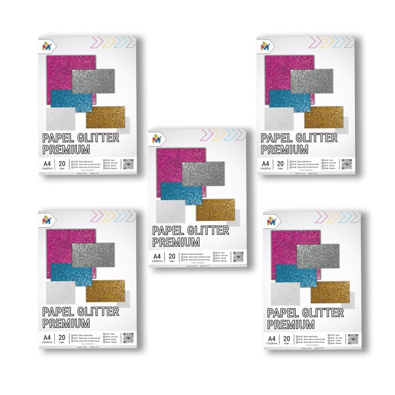 Kit 100 Hojas Papel Glitter Celeste - Decoracion Premium