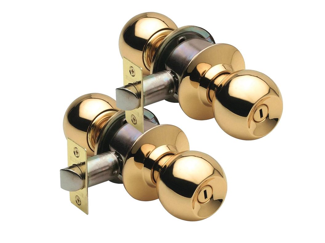 PACK X 2 Cerradura Cilíndrica Pomo Yale Baño-dormitorio Bronce-1
