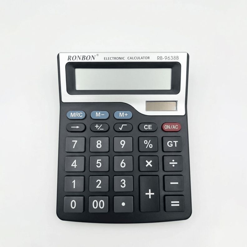 Pack 2 Calculadora de Oficina y Negocio Ronbon 12 Digitos RB-9638B Negro