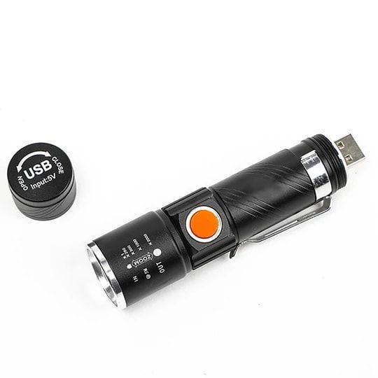 LINTERNA LED CREE RECARGABLE USB-3000 LUMENES TECNOLAB TL214-1