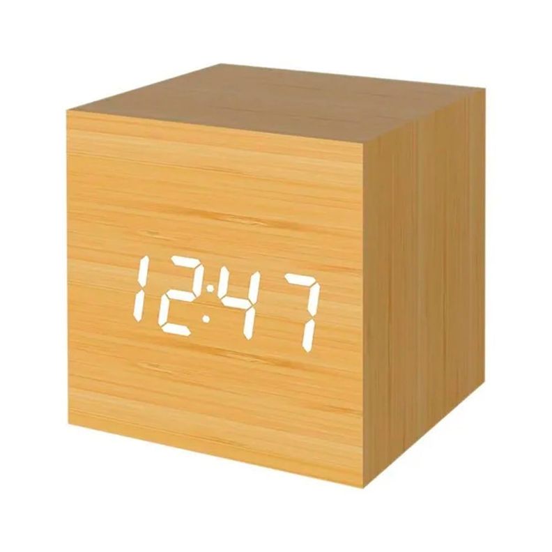 Reloj despertador digital madera - malik-0