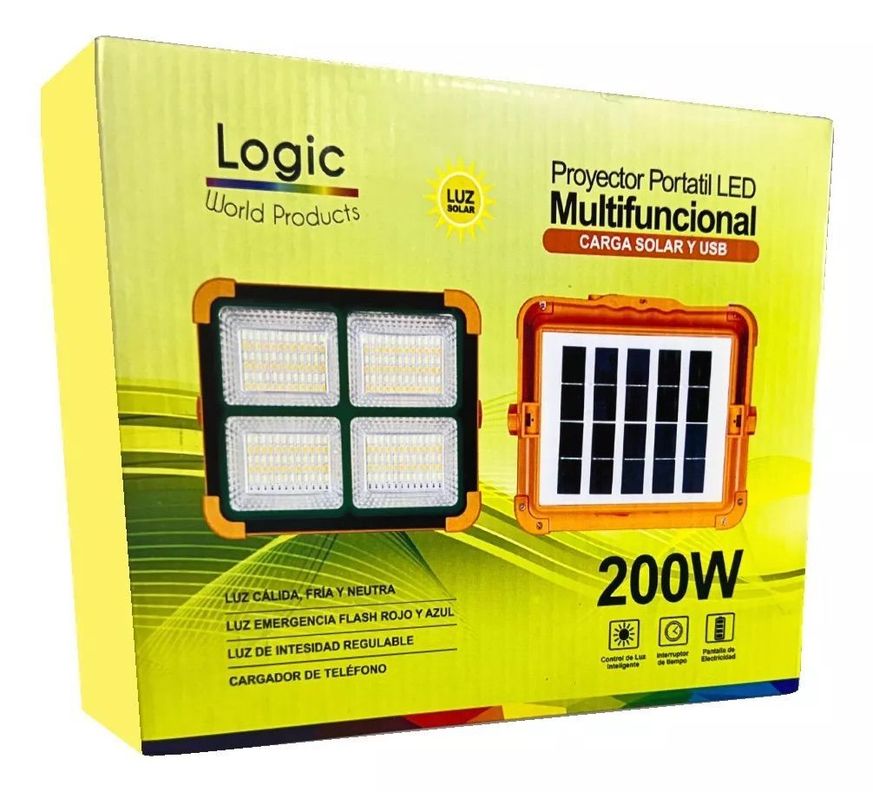 Foco Solar 200w Reflector Led Luz Fría, Calida Y Emergencia-3