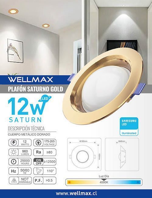 PLAFON SATURNO 12W 4000K BLANCO NEUTRO GOLD COLOR-0