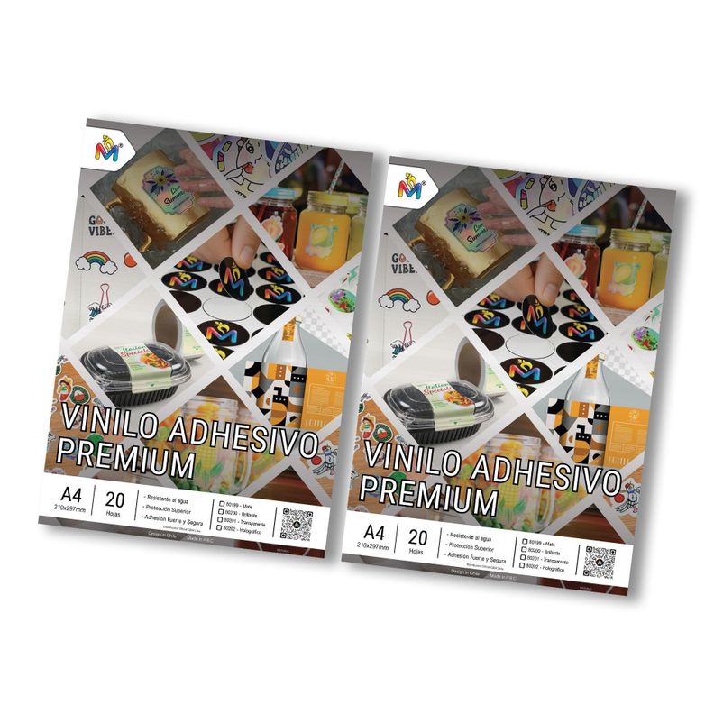 2x Papel Sticker Rainbow A4 - 40 Hojas 80um Secado Rapido