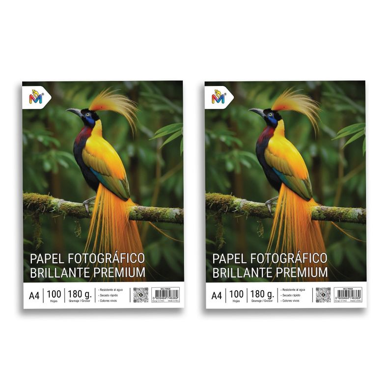 Duo Pack Papel Fotografico A4 180g Glossy Premium Inkjet - 200 Hojas Brillantes