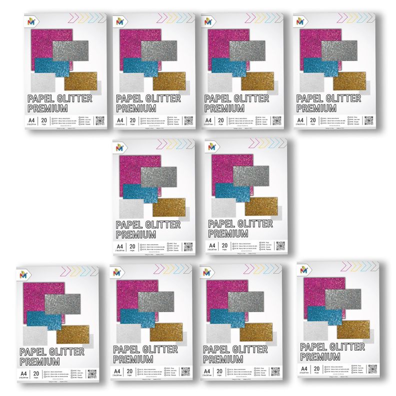 Papel Glitter Celeste A4 - 200 Hojas Brillo Intenso Premium