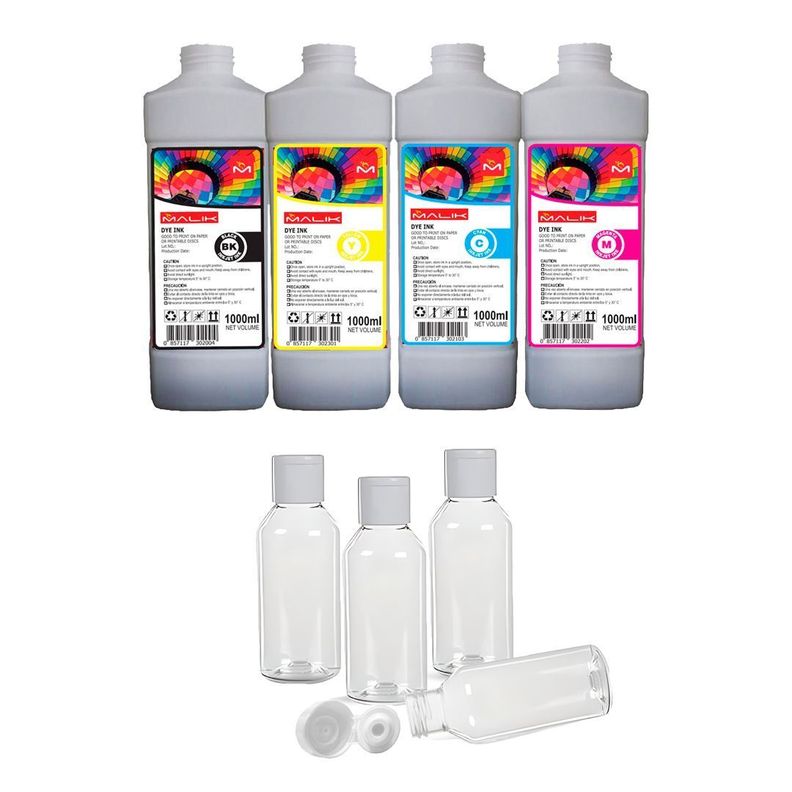 Pack 4 Litros + 4 Botellas vacias GT52 para Hp SmartTank 530 Surtido