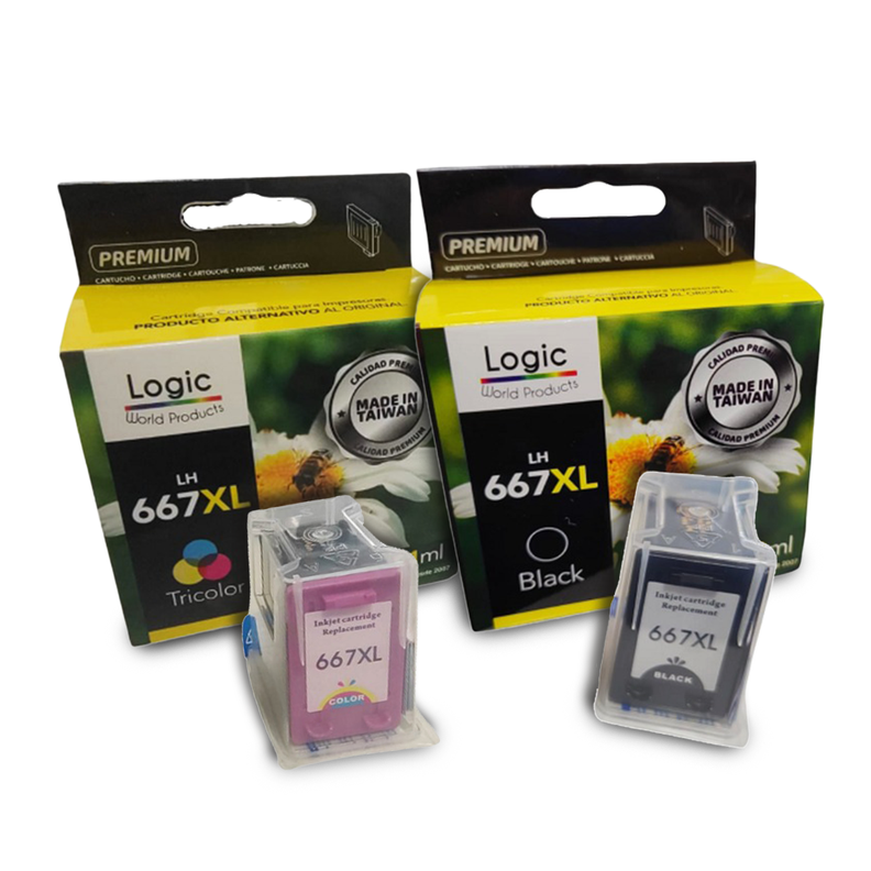 Pack Negra + Tricolor 667XL compatible Hp Deskjet IA 2700