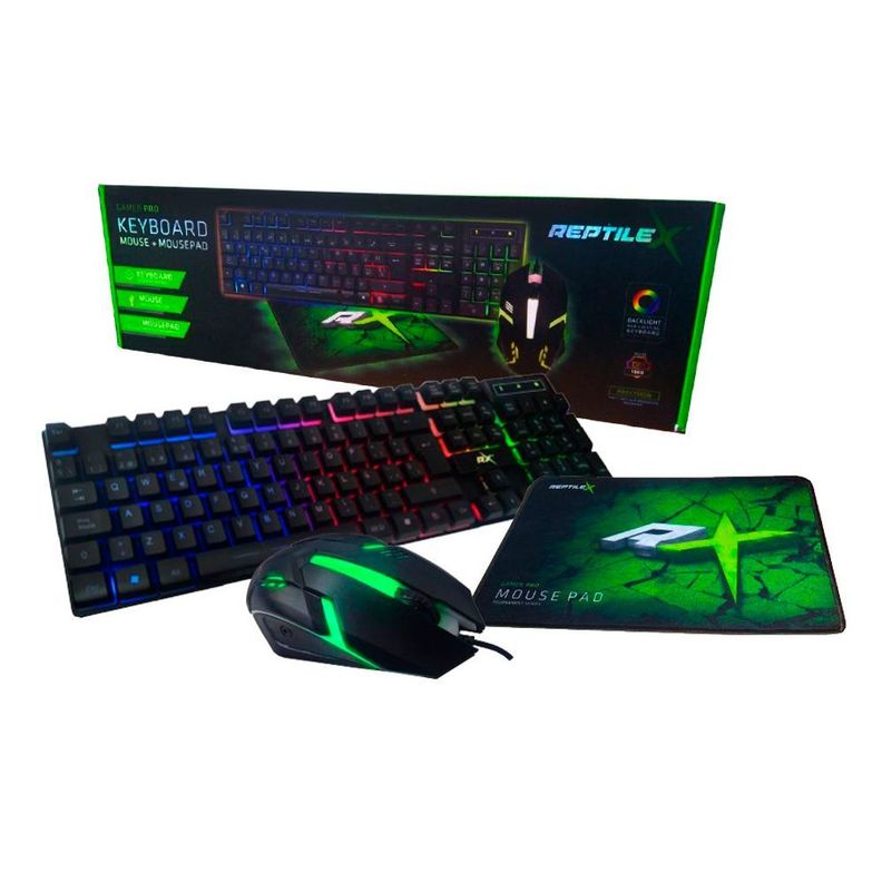 Combo Gamer Reptilex Teclado Led Rgb Mouse Mousepa-0
