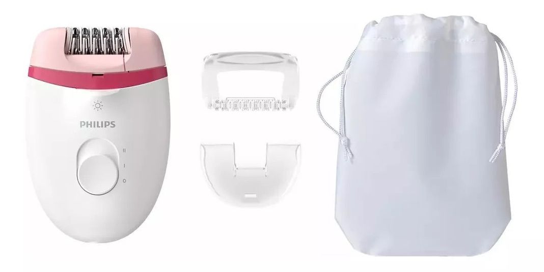 Depiladora Philips Satinelle Essential Compacta Bre255/00 Color Rosa y blanco-0