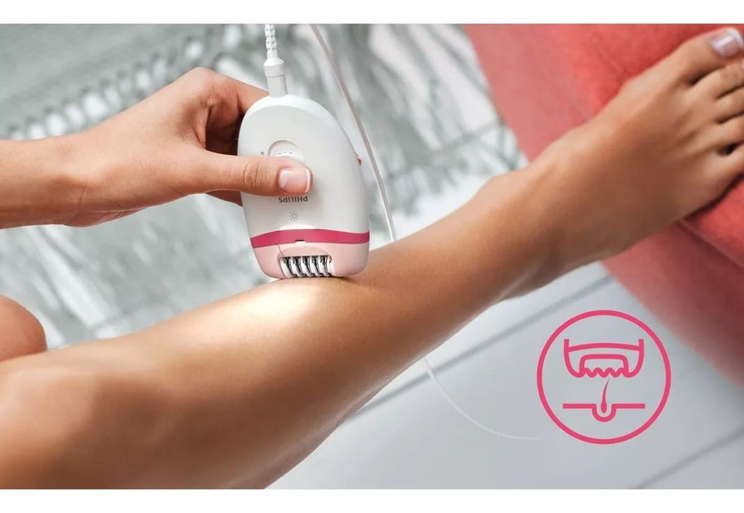 Depiladora Philips Satinelle Essential Compacta Bre255/00 Color Rosa y blanco-3