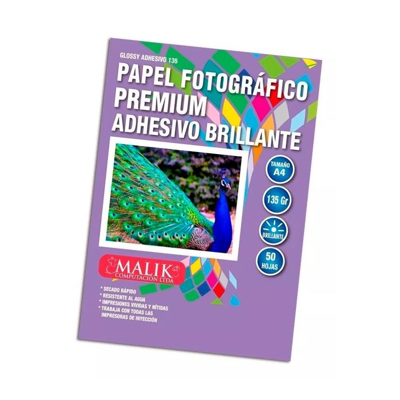 Papel Fotográfico Adhesivo Brillante 50 Hojas A4 135gr-1