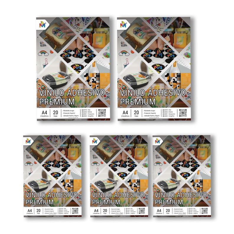 Pack 5 Papel Foto Holografico A4 - 100 Hojas Brillo Multicolore