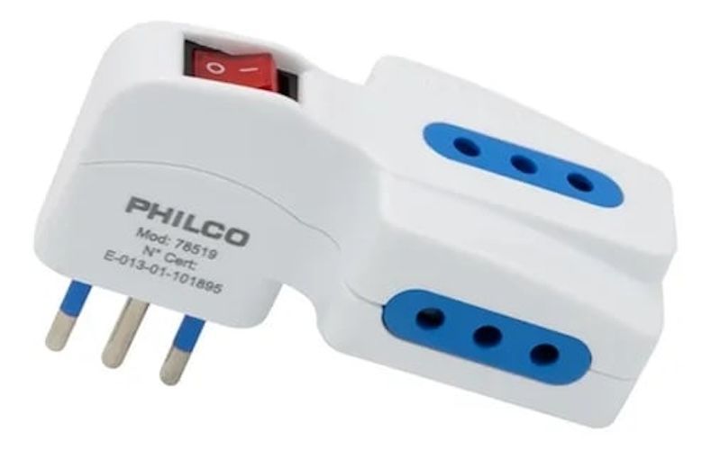 ENCHUFE TRIPLE PHILCO C-SWITCH 2P  T 10A 250V BLANCO-0