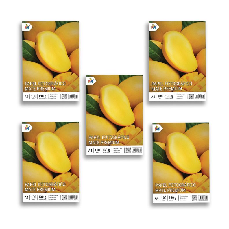 Pack x5 Papel Mate 130g A4 - 500 Hojas Fotos Sin Reflejo