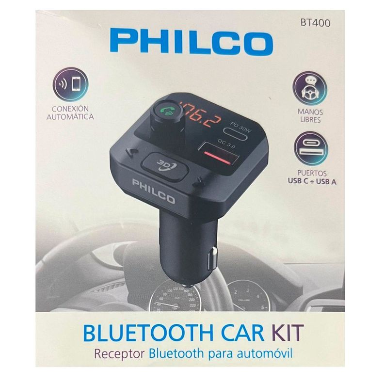 Transmisor Fm Bluetooth Cargador 3.0a Celular Usb y Tipo C-0