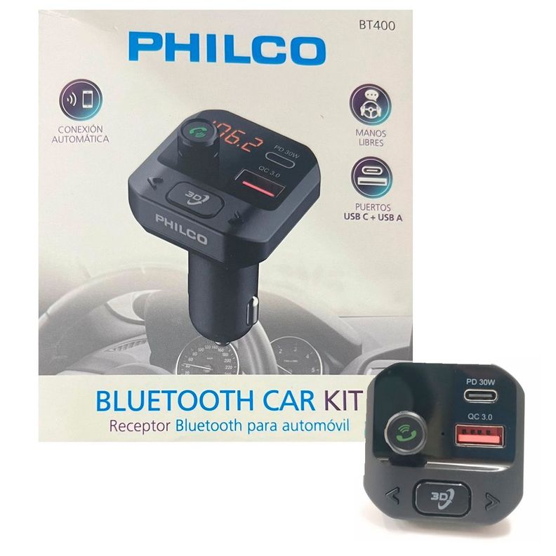 Transmisor Fm Bluetooth Cargador 3.0a Celular Usb y Tipo C-1