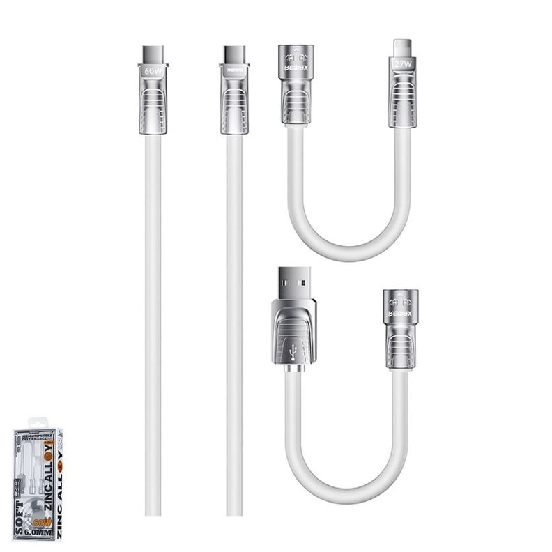 CABLE DE CARGA RAPIDA 4 EN 1 60W 1.5MTS BLANCO RC-C168-0