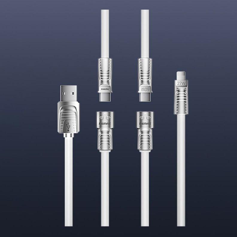 CABLE DE CARGA RAPIDA 4 EN 1 60W 1.5MTS BLANCO RC-C168-2