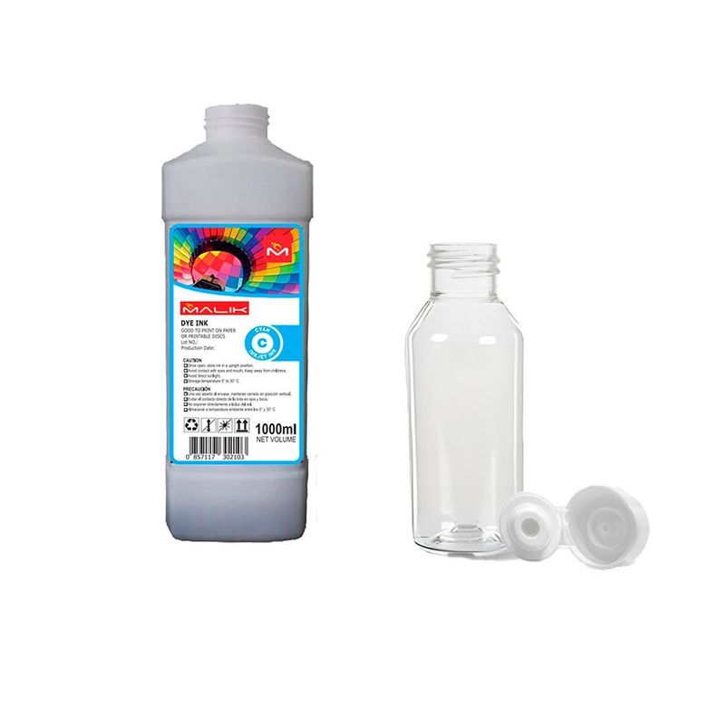 Tinta Cyan 1 Litro + Botella GT53 compatible para Hp SmartTank 618 Surtido