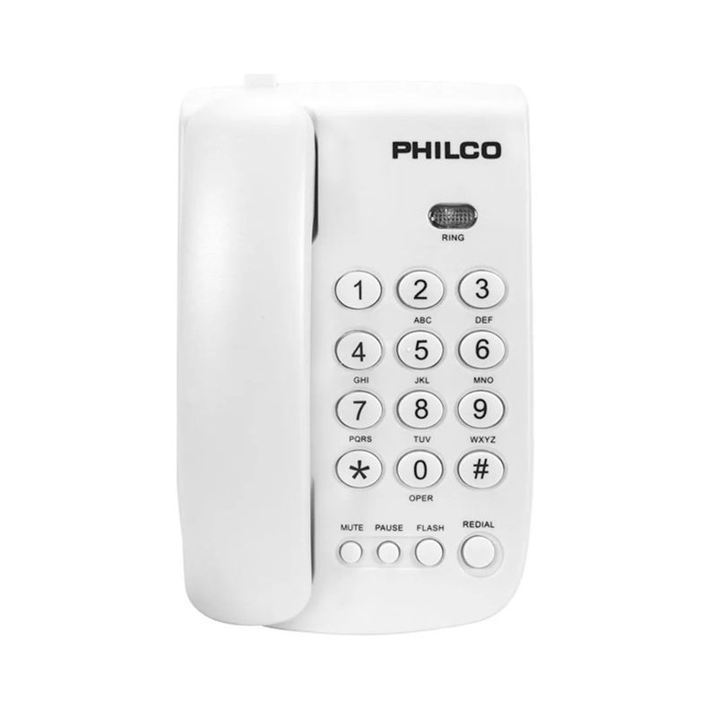 Teléfono De Sobremesa Blanco Philco 150wh Números Grandes-0
