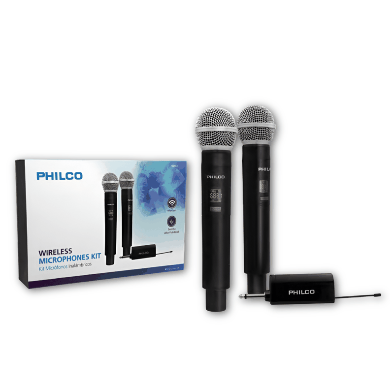 SET 2 MICROFONOS INAL. PHILCO RECEP. RECARGABLE-1
