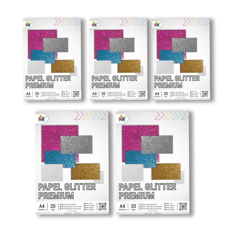 Pack 5 Papel Brillo Oro A4 - 100 Hojas Decoracion Luxury Dorado