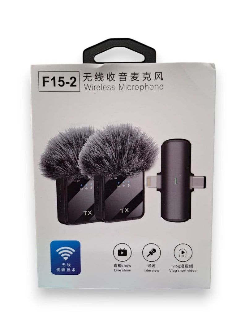 Micrófono 2 en 1 Lavalier Inalámbrico Tipo C y Iphone F15-2-4