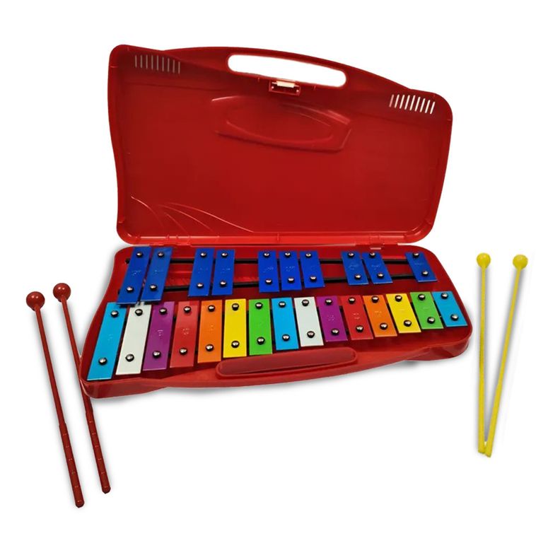 Xilofono Cromatico Rojo 25 Notas + 2 Baquetas Malik