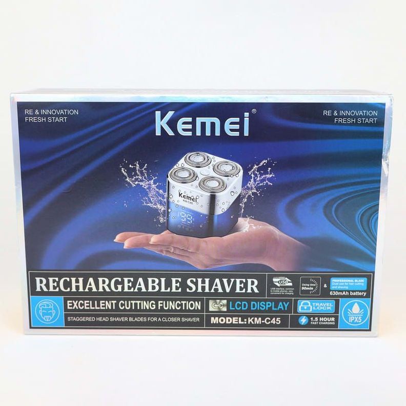 MAQUINA DE AFEITAR PORTATIL KEMEI RECARGABLE LCD DISPLAY KM- C45-0