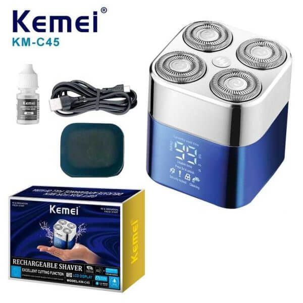 MAQUINA DE AFEITAR PORTATIL KEMEI RECARGABLE LCD DISPLAY KM- C45-1