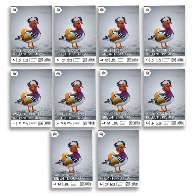 Super Pack 10 Papel Fotografico A4 135gr Glossy Brillo - 1000 Hojas Brillo