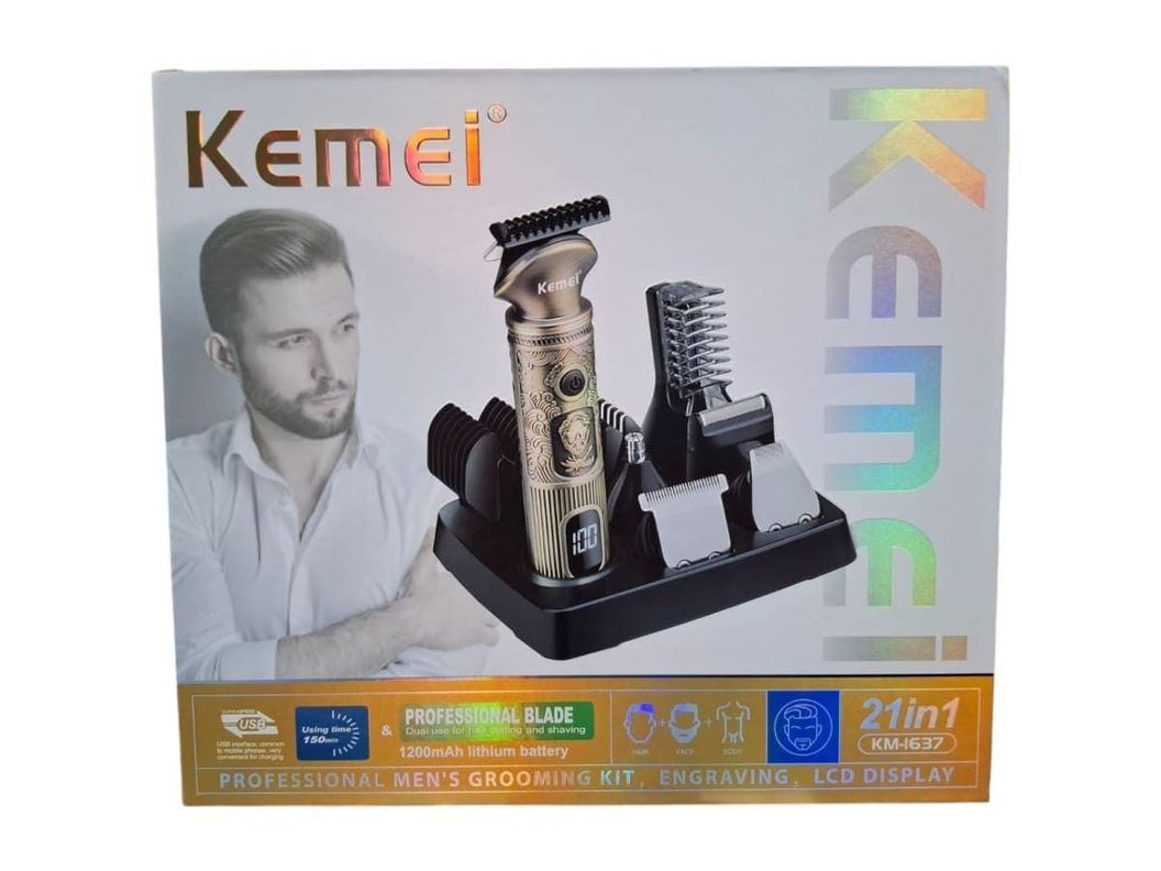 MAQUINA DE CORTAR PELO 21 EN 1 KEMEI RECARGABLE LCD DISPLAY KM-1637-0