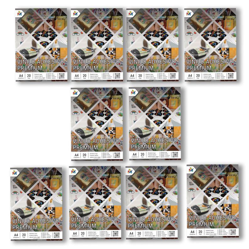 10 Unidades Papel Adhesivo Transparente - 200 Hojas 80um Pro