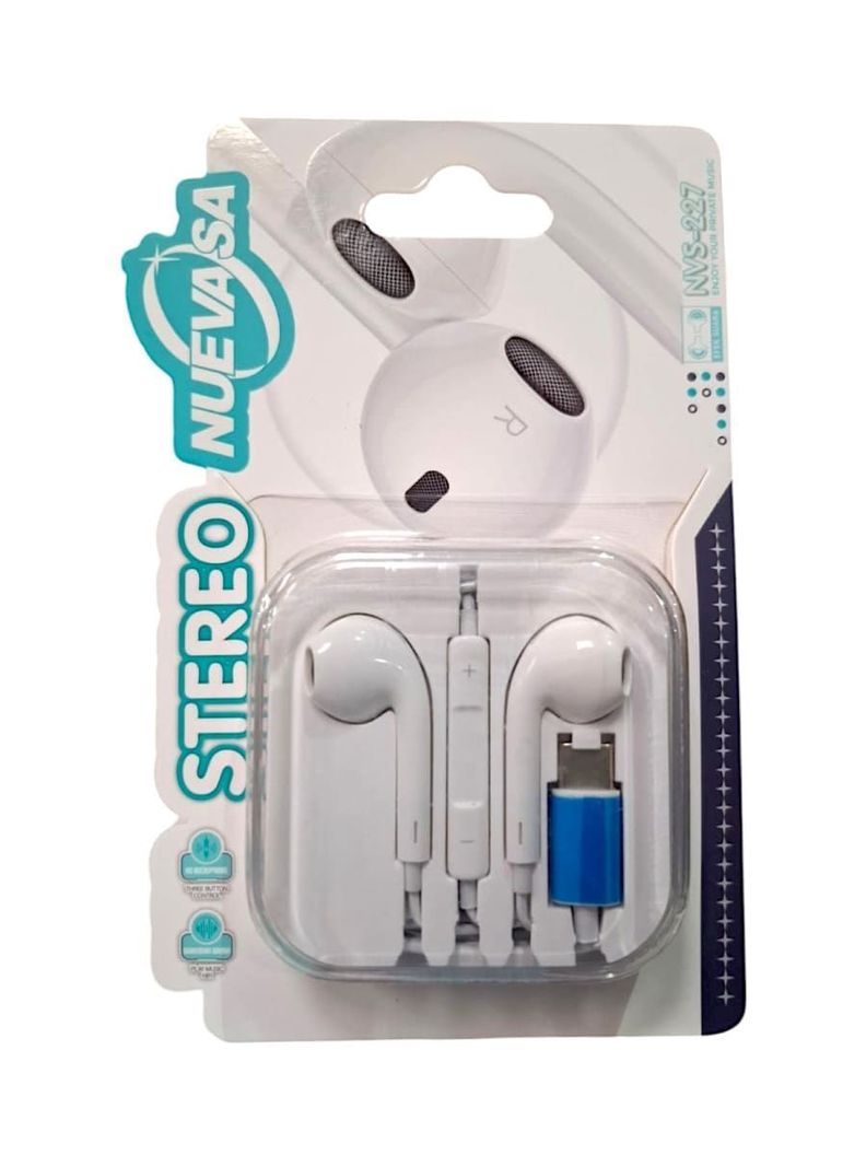 Audífonos Estéreo Conector Type USB-C 120cm Auriculares Blanco-0