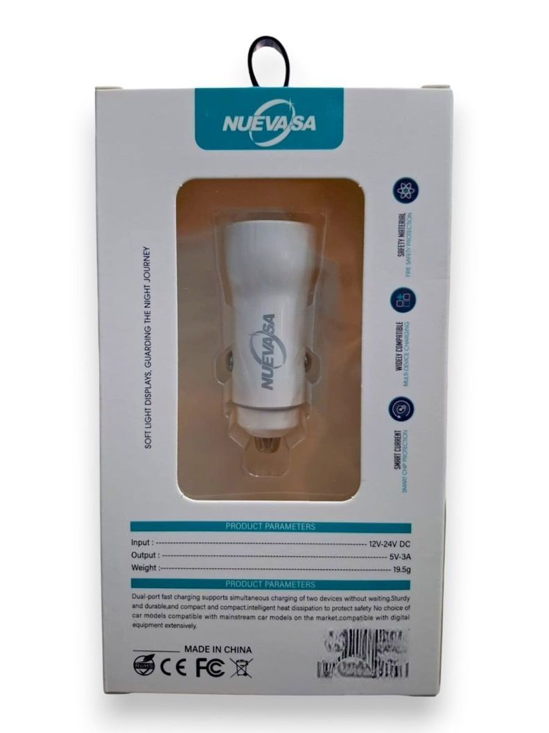 Cargador Auto Usb Y Tipo C 12v-24v Carga Rápida 20w Mini QC3.0 NVS- 233-2
