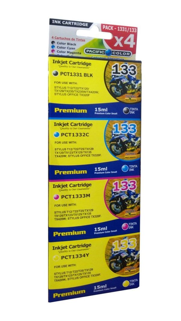 Pack 4 Tinta 133 Cmyk Para Stylus T12 T25 Tx135 Etc-1